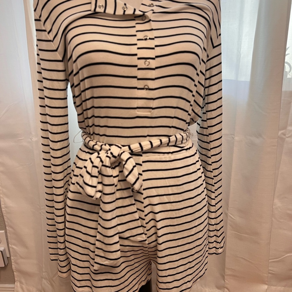 Olivaceous Striped Black and White Romper
